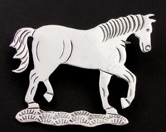 Navajo Native American Horse Pin Western Cowboy Glenn Sandoval GS Estate Find