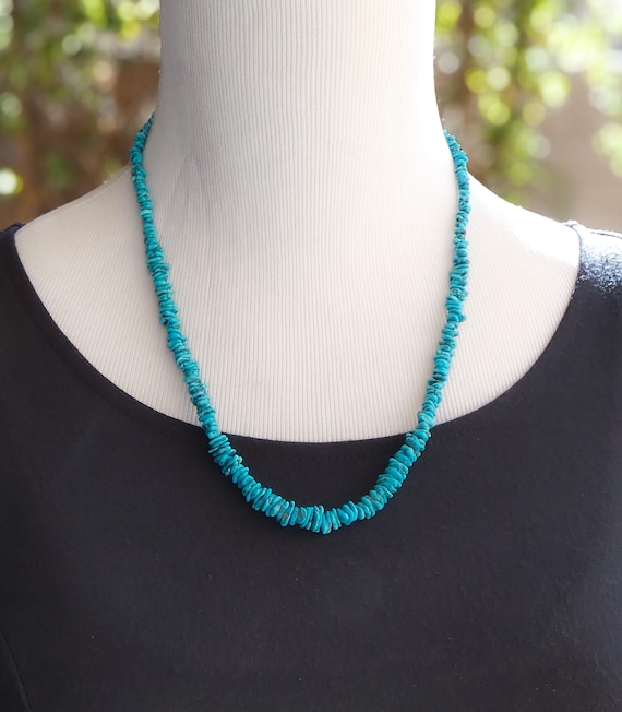Native American Navajo Turquoise Bead Necklace, Handmade Jewelry For Her