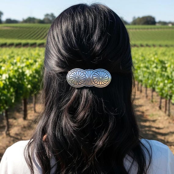 RARE Navajo Sterling Silver Large Concho Barrette Navajo