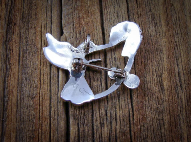 Zuni Sterling Silver Turquoise Multi Stone Hummingbird Brooch Pin Native American Indian Jewelry Hummingbird Pin
