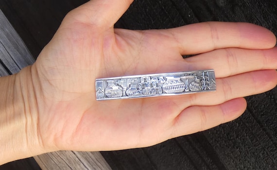 Native American Navajo 925 Sterling Silver Reservation Story Barrette, Hair Jewelry, Gift For Her