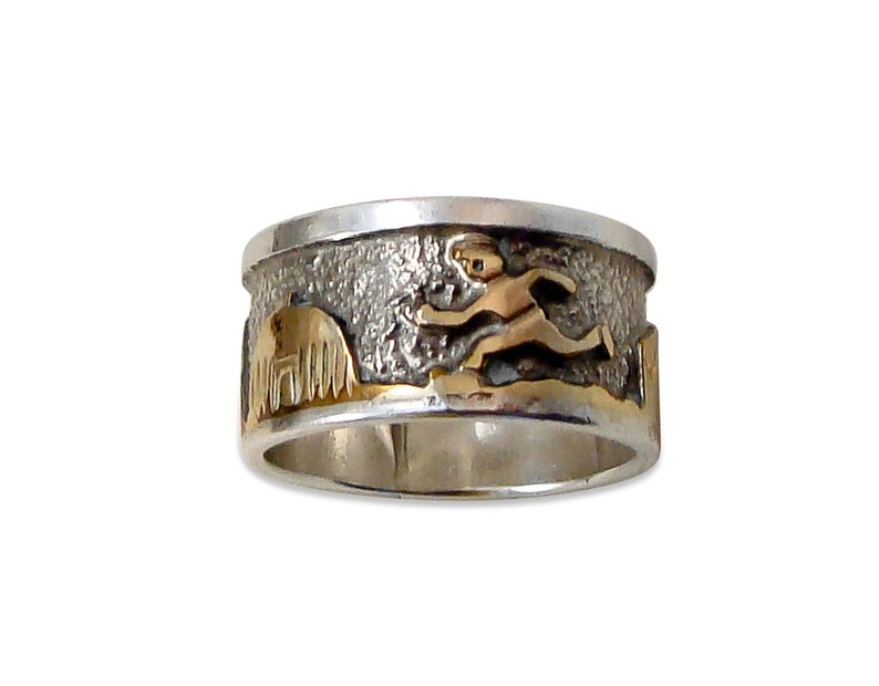 Native American 12kgf Navajo Story Wedding Band Silver Ring Size