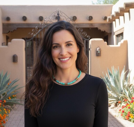 Santo Domingo Turquoise Heishi Choker: Bronze Accent, Native American Necklace For Women