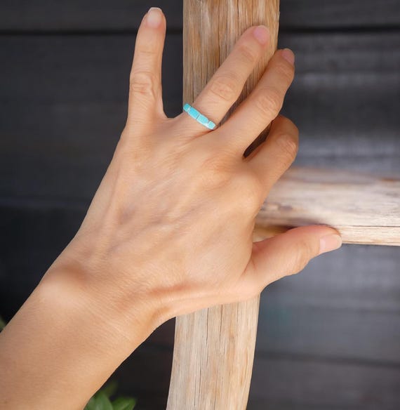 Zuni Turquoise Ring: Native American Sterling Silver Band for Women