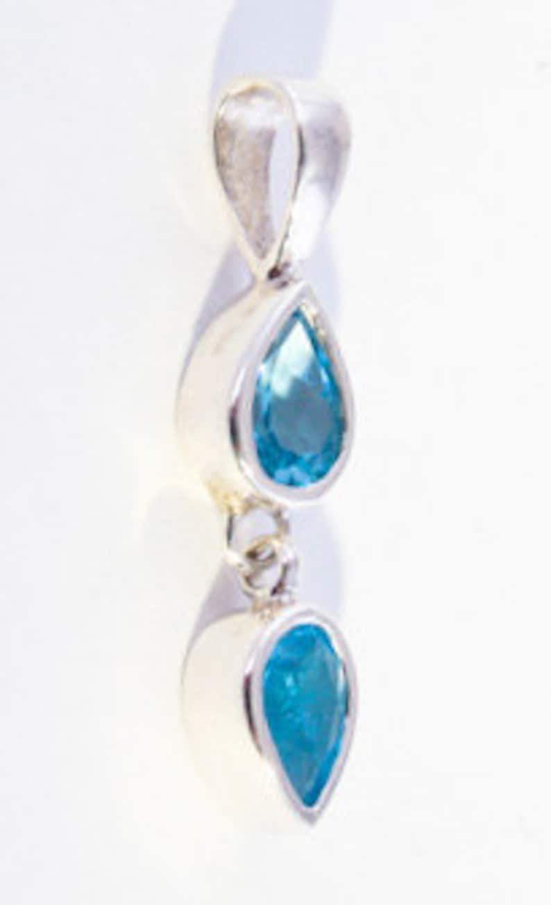 Handcrafted Sterling Silver Topaz Dangle Pendant