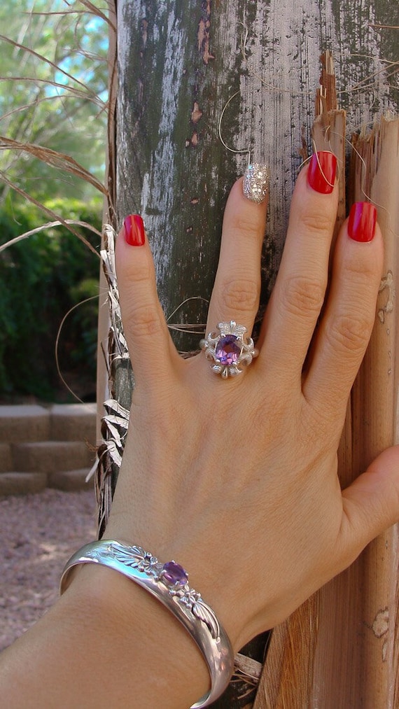 Sterling Silver Amethyst Ring Size 10, Size 11, Ring For Women, Ring For Mom