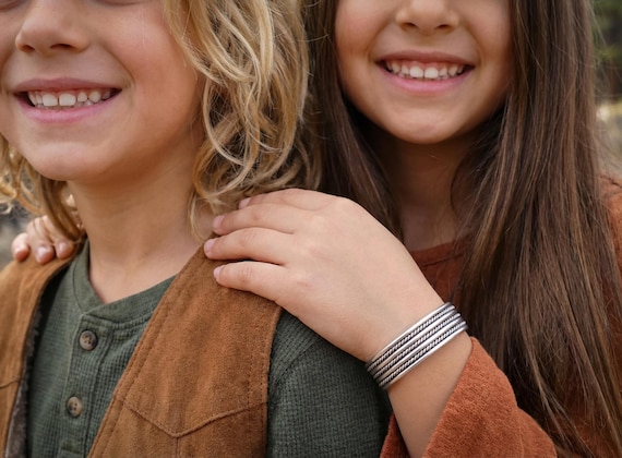 Silver Navajo Children's Bracelet: Vintage Native American Toddler Small Child Cuff Bracelet