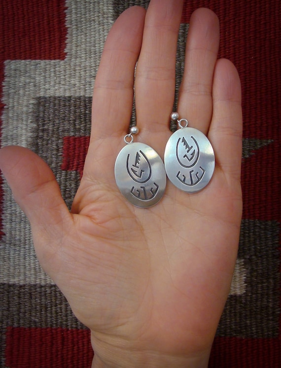 Handmade Gifts, Native American Hopi Sterling Silver Dangle Earrings