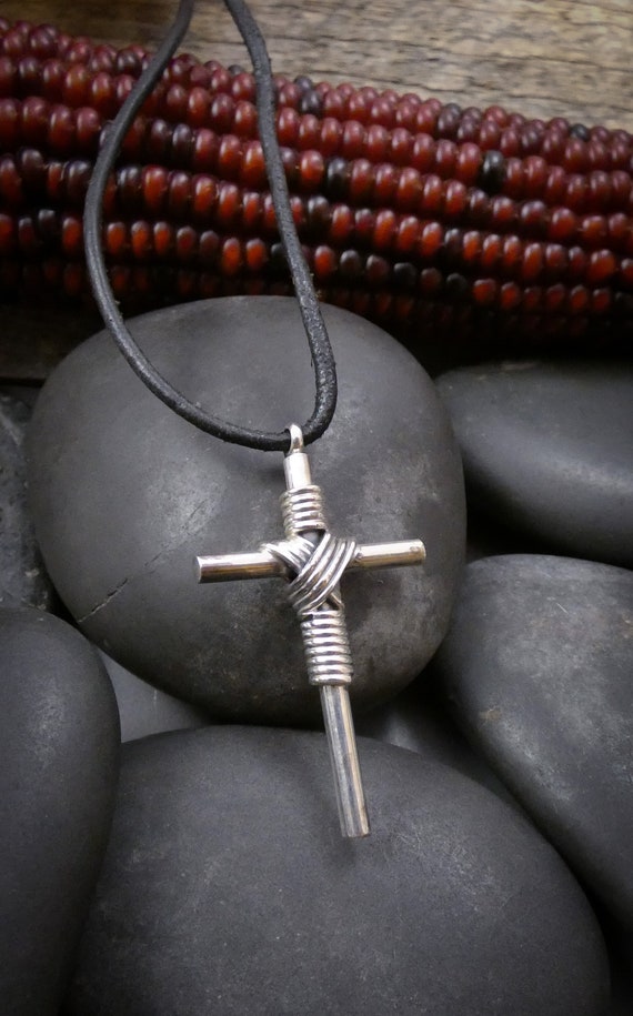 Unisex Native American Navajo Sterling Silver Cross Pendant W  
