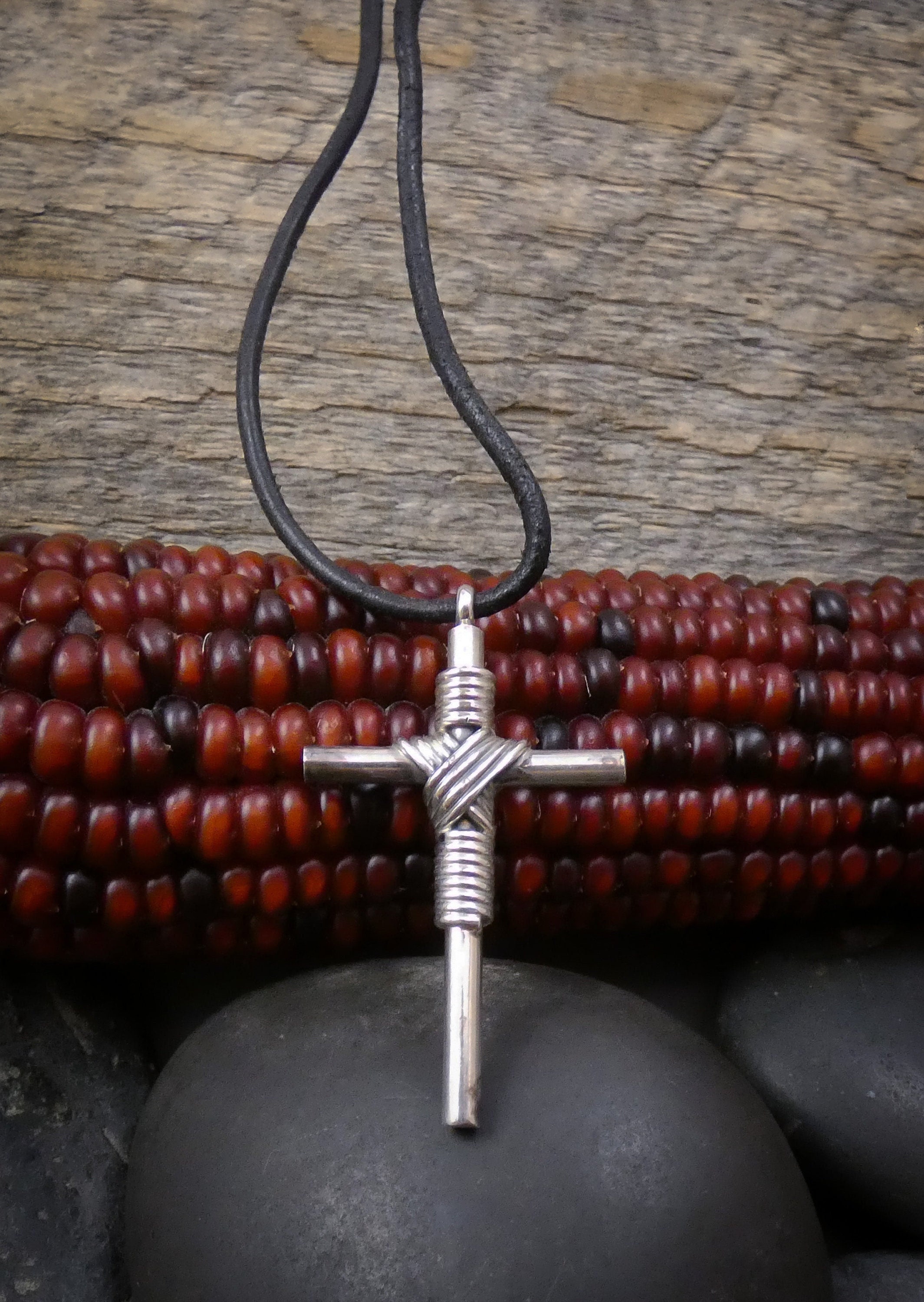 Unisex Native American Navajo Sterling Silver Cross Pendant W  