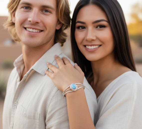 Navajo Sterling Silver Golden Hill Turquoise Cuff Bracelet