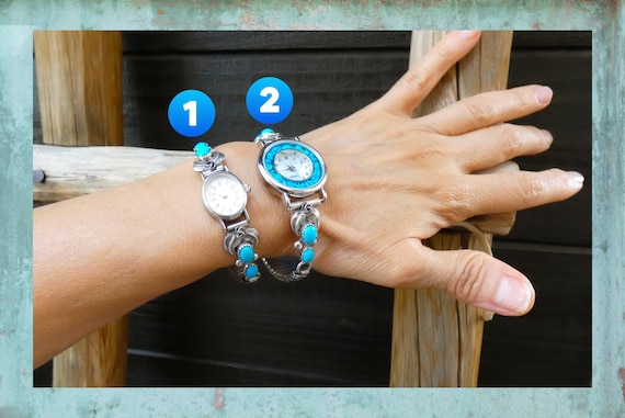Native American Navajo Turquoise Sterling Silver Watch for Women, Gift for Mom