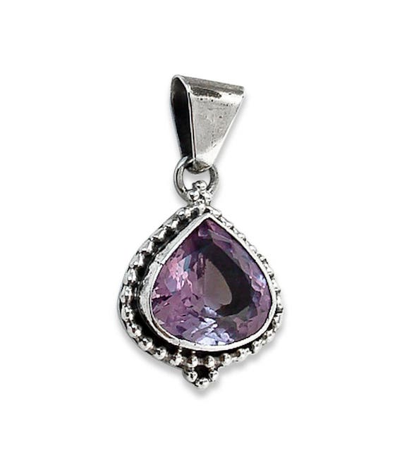 Amethyst Pendant, Navajo Amethyst Silver Teardrop