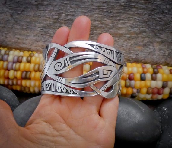 HEAVY Unisex Native American Hopi Sterling Silver… - image 4