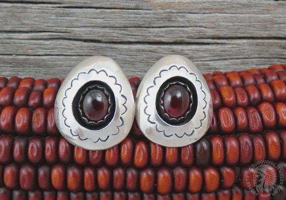 Native American Garnet 925 Sterling Silver Shadow Box Earrings For Women Gift For Her