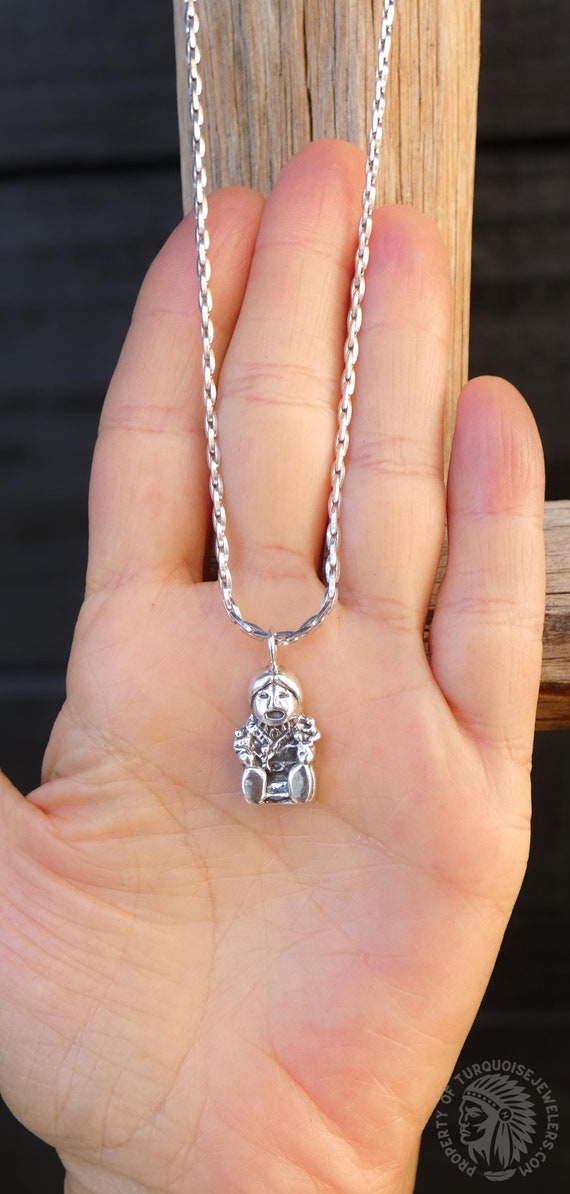 Small Native American Navajo Small 925 Sterling Silver Storyteller Pendant