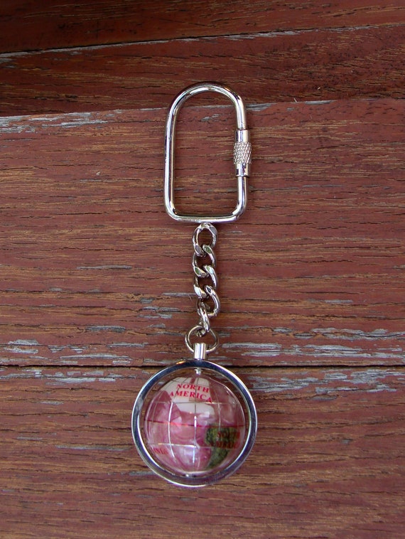 Natural Gem Silver / Globe Keychain / Retro Key Ch