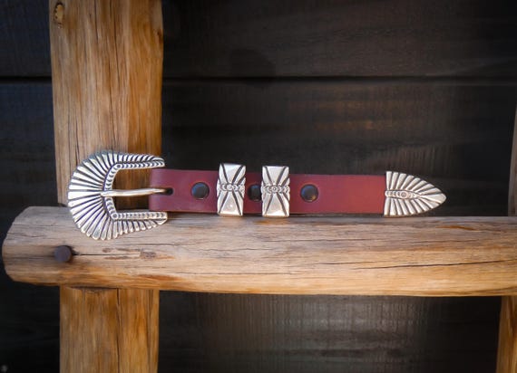 Navajo Ranger Buckle Set: Native American 4 Piece Sterling Silver