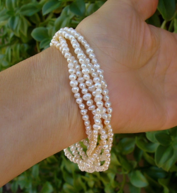 Genuine 5 Strand Freshwater Pearl Necklace & Bracelet Set