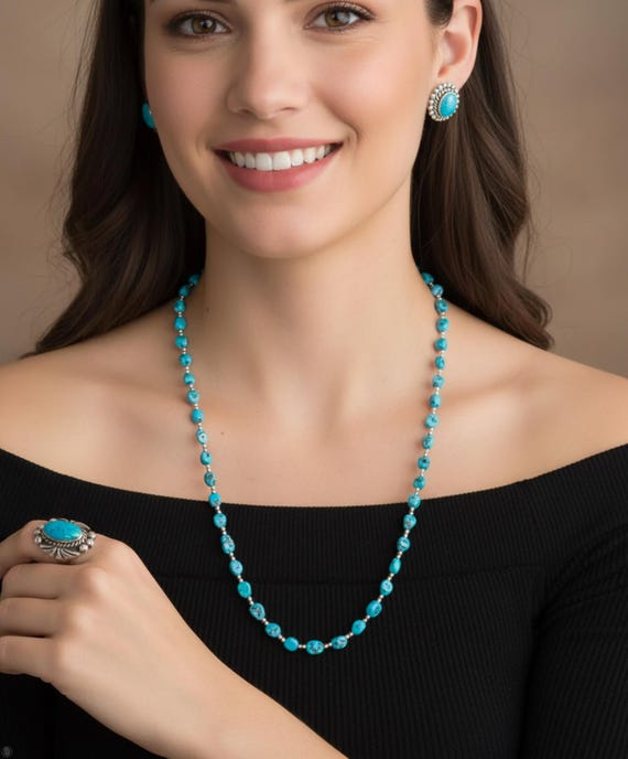 Navajo Turquoise Beads Necklace 22 inch