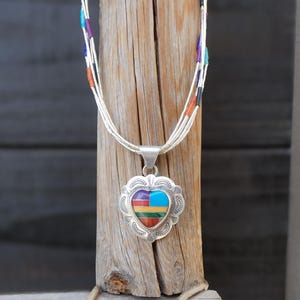 Flüssiges Silber 5 Strang Türkis Multi Inlay 18 "Halskette & Herz Anhänger für Mama