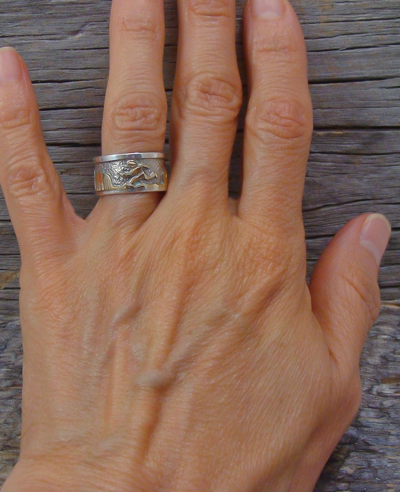 Native American 12kgf Navajo Story Wedding Band Silver Ring Etsy
