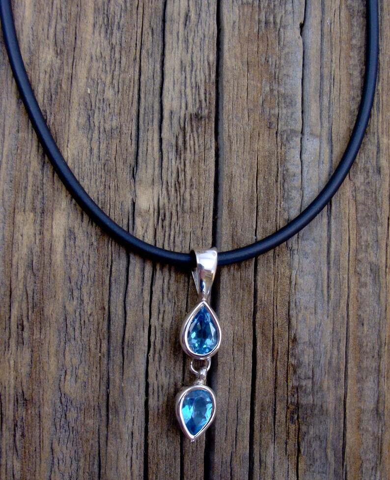 Handcrafted Sterling Silver Topaz Dangle Pendant