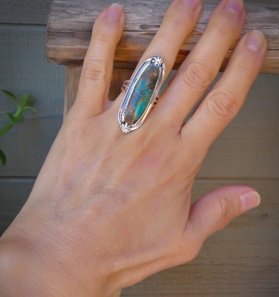 Native American Navajo Sterling Silver Turquoise Ring Size 6.25, Gifted Jewelry, Handmade Gift For Her