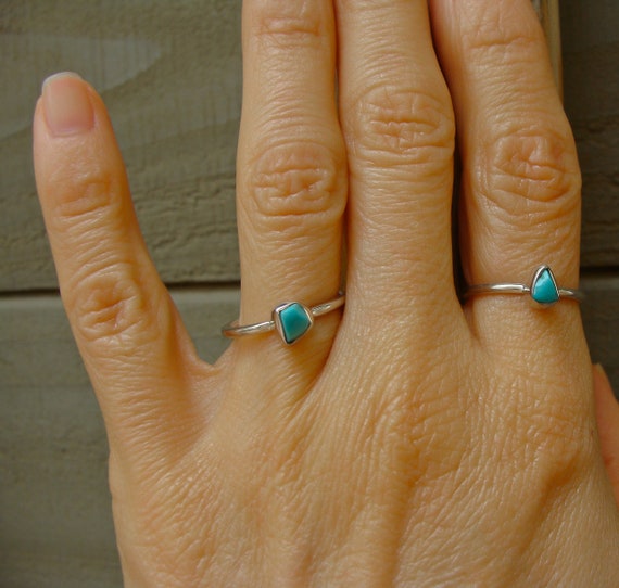 Raw Turquoise Silver Minimalist Ring Size 5.5 - Tr