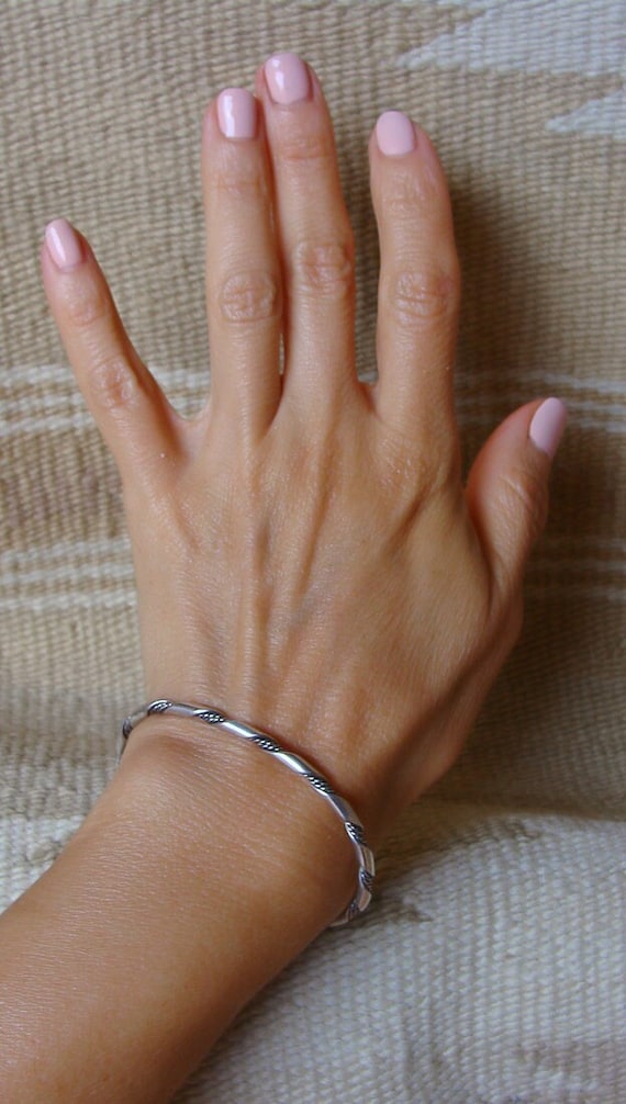 Handmade Gifts, Native American Navajo Silver Rope Twist Bracelet, Stacking Bracelet