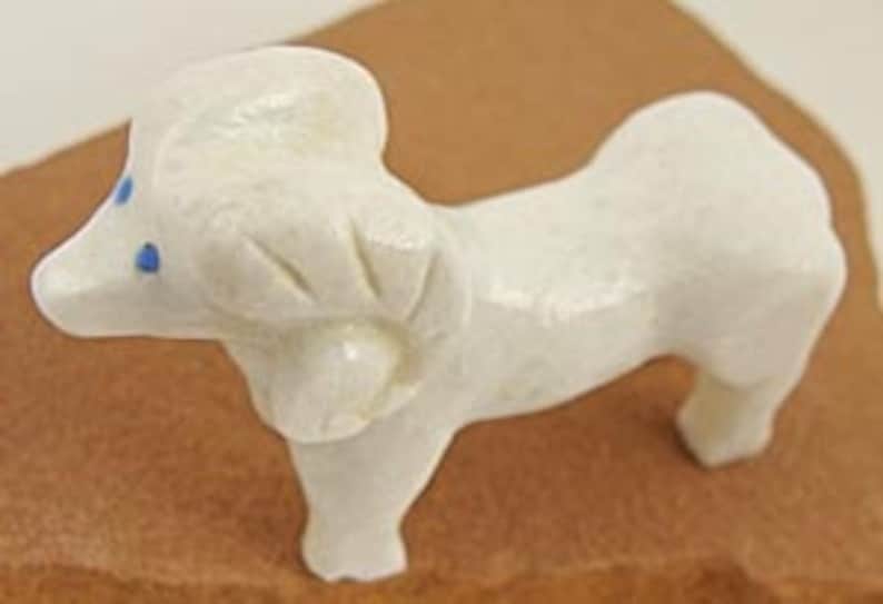 Native American Zuni Delbert Seciwa white Marble Ram Fetish Carving