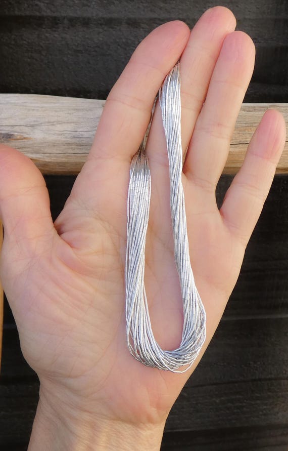 Liquid Silver Necklace Native American 23.5 Inch 30 Strand Layered Necklace