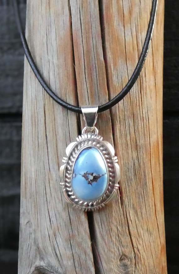 Navajo Golden Hill Turquoise Sterling Silver Pendant