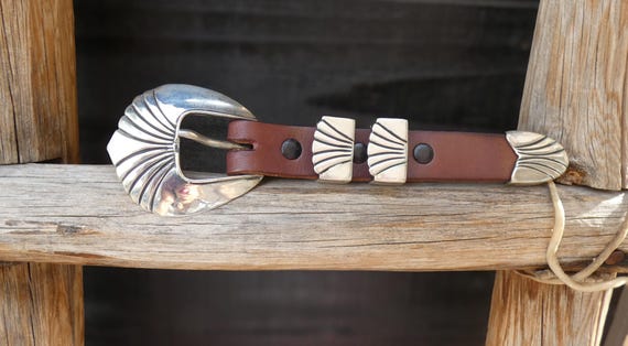 Silver Ranger Buckle Native American Navajo 4 Piece Sterling Silver Buckle Gift For Dad