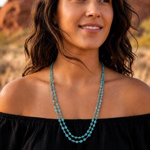 Navajo Sleeping Beauty Turquoise Nugget Necklace | Handmade Sterling Silver Vintage 22"