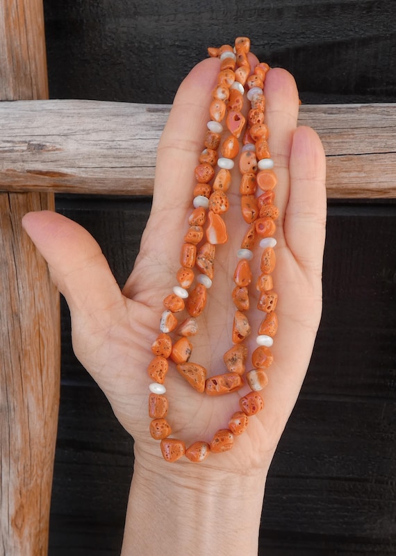 Native American Navajo Coral 2 Strand Layered Necklace