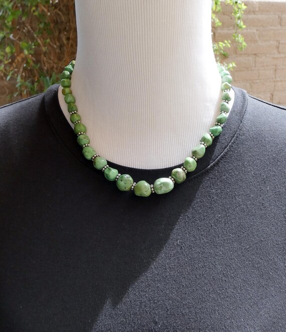 Native American Navajo Green Turquoise Bead Necklace For Women