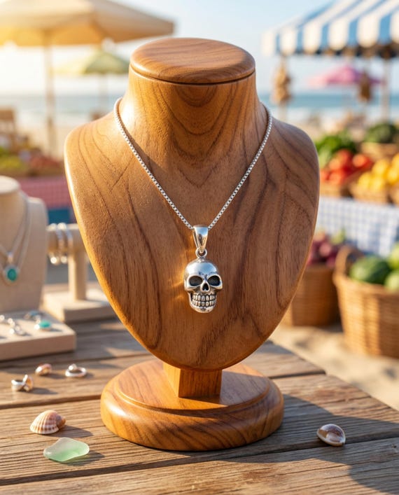 Small Sterling Silver Skull Pendant - Skull Charm jewelry - Gothic jewelry