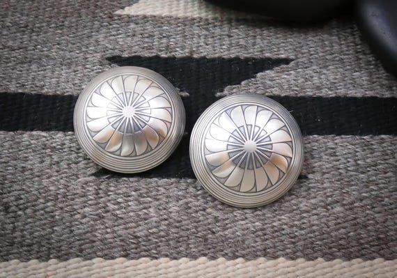 Navajo Clip On Earrings: Southwestern X Large Sterling Silver Dome Earrings