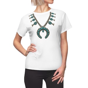 Turquoise Squash Blossom T-Shirt: Native Southwest Style Women&#39;s Tee