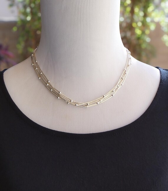 Native American 5 Strand Liquid Silver Necklace 18 Inch
