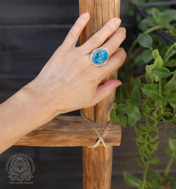 Native American Navajo Sterling Silver Turquoise Ring Size 6, Ring For Women