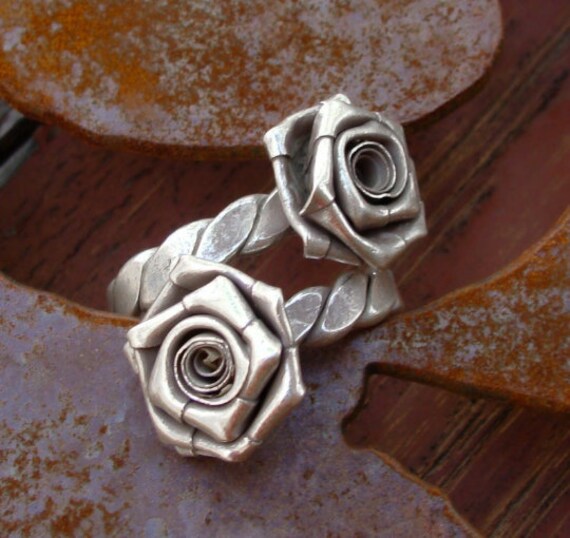 Handmade Gifts, Adjustable Sterling Silver Rose Ring Size 6.5 - 8 Karen Hill Tribe