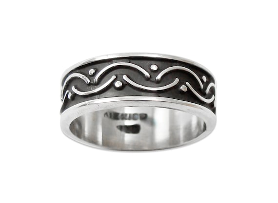 Unisex Sterling Silver Stacking Wedding Band Ring Size 8.5, Made In Mexico