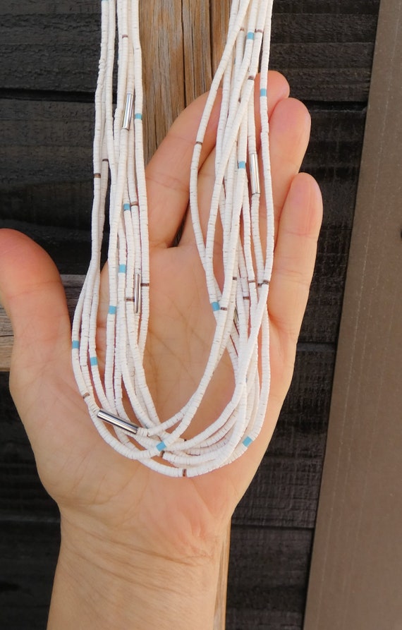 Authentic Santo Domingo White Shell Heishi Hand Woven Native American Necklace Authentic Santo Domingo White Shell Heishi Hand Woven Native American Necklace