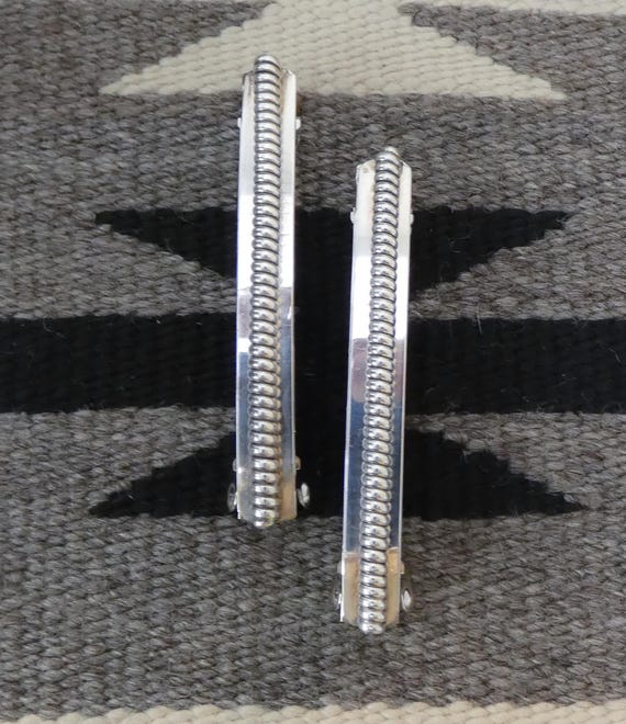 Vintage Native American Navajo 925 Sterling Silver Coil Hair Barrette