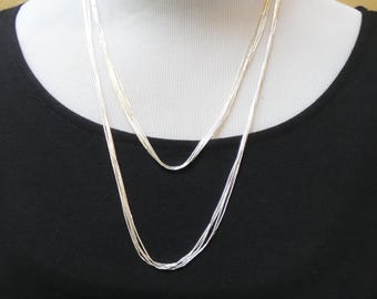 Collar de plata esterlina líquida de 5 hebras, collar de capas de 24 pulgadas