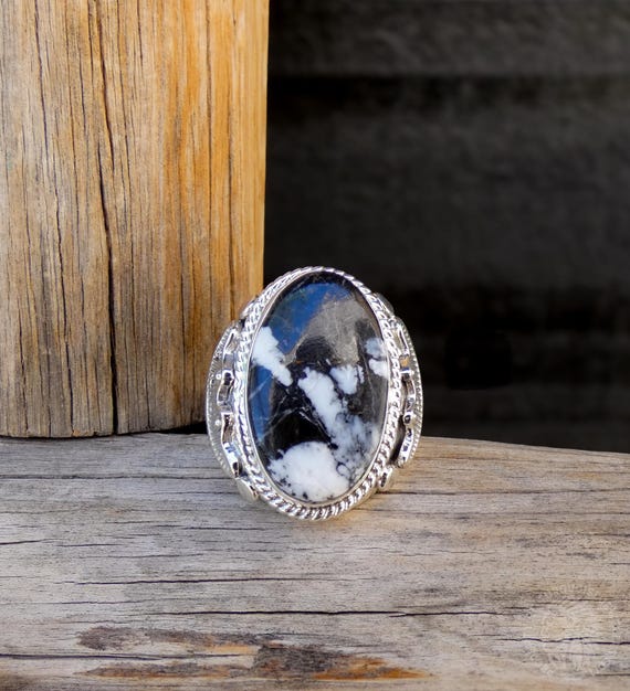 Native American Navajo Sterling Silver White Buffalo Men's Ring Size 11.5, Statement Ring For Him, Made in USA