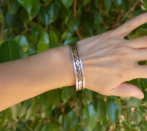 Native American Navajo 12KGF 925 Sterling Silver Flat Rope Bracelet By Sandoval