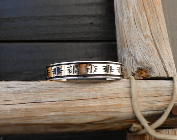 Vintage Gold Navajo 14k Sterling Silver Cuff Bracelet For Women, Native American Jewelry Gift For Her